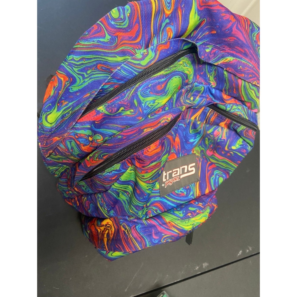 JanSport Tran Rainbow Colors Tie dye Psychedelic Cosmic backpack School Bag - Picture 4 of 5
